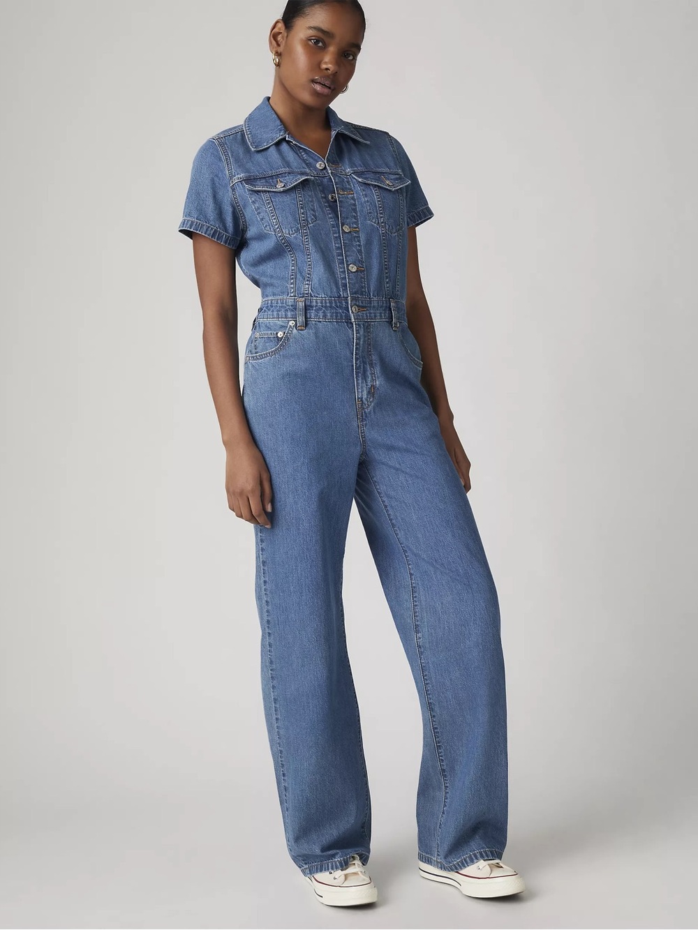 NWT Levi’s Type III Lightweight Denim Jumpsuit Dark Blue wash